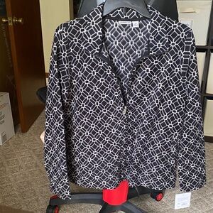 Croft & Barrow Black and White Geometric Zip-Front Cardigan